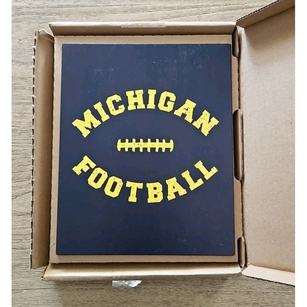Michigan Wolverines NCAA 8x10 Wooden Football Sign Tabletop Wall Hanging